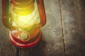 Lantern on wooden planks