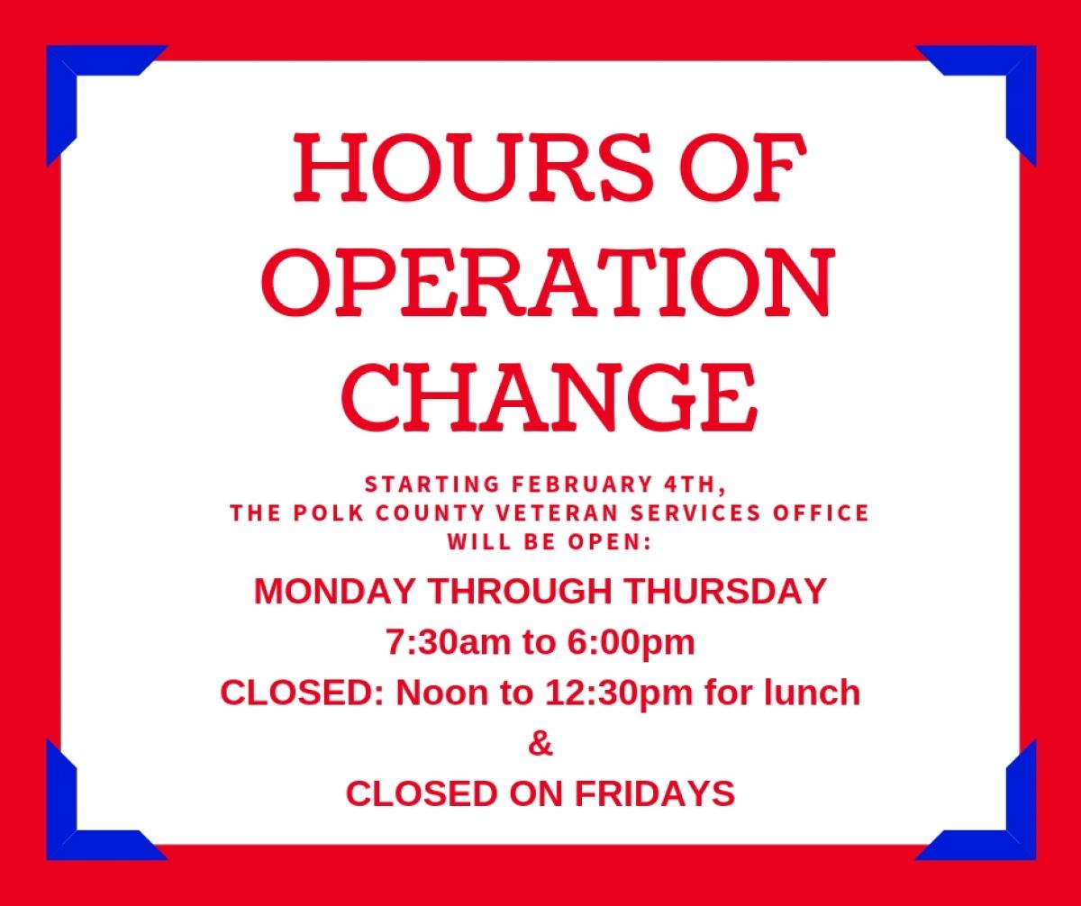 Hours of Operation Change